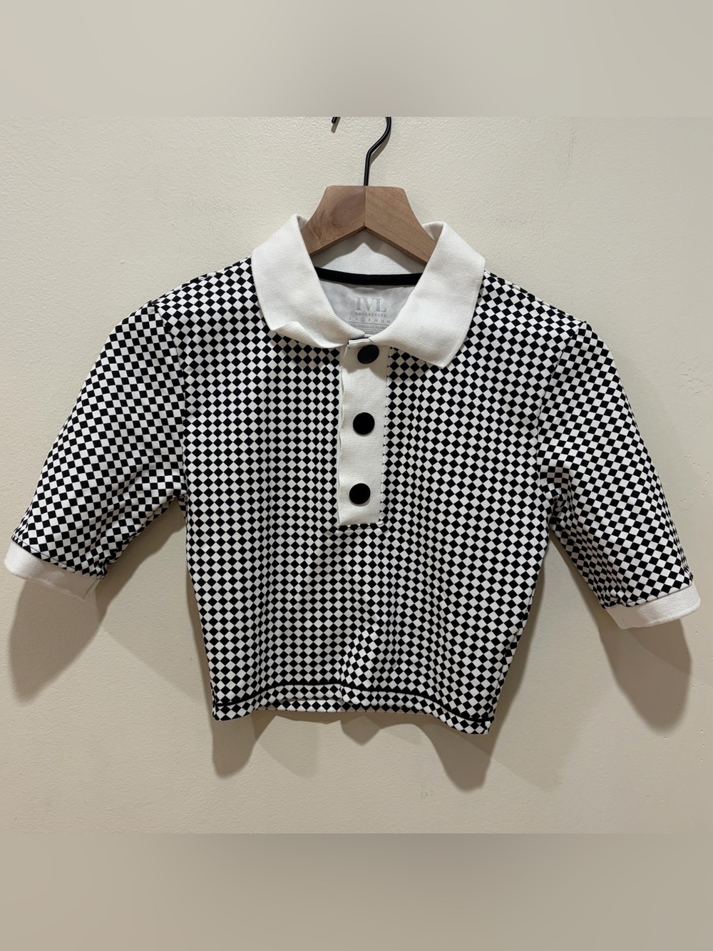 IVL Collective Hydralux Black and White Micro Checkerboard Crop Top - Women’s 6